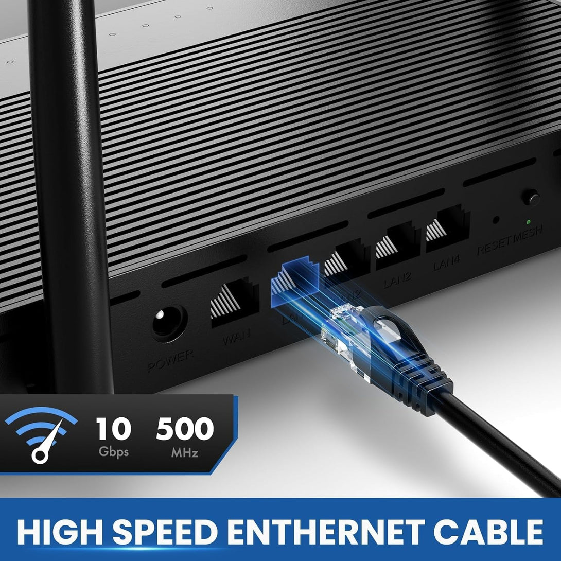 Cat 6 Ethernet Cable 6 Ft 2 Pack, Cat 6 Cable Outdoor&Indoor, High Speed 10Gbps Internet Network Cable, Cat6 Ethernet Patch Cable Long, Computer LAN Cable for Router, Modem, PS4/5 - Blue & Black