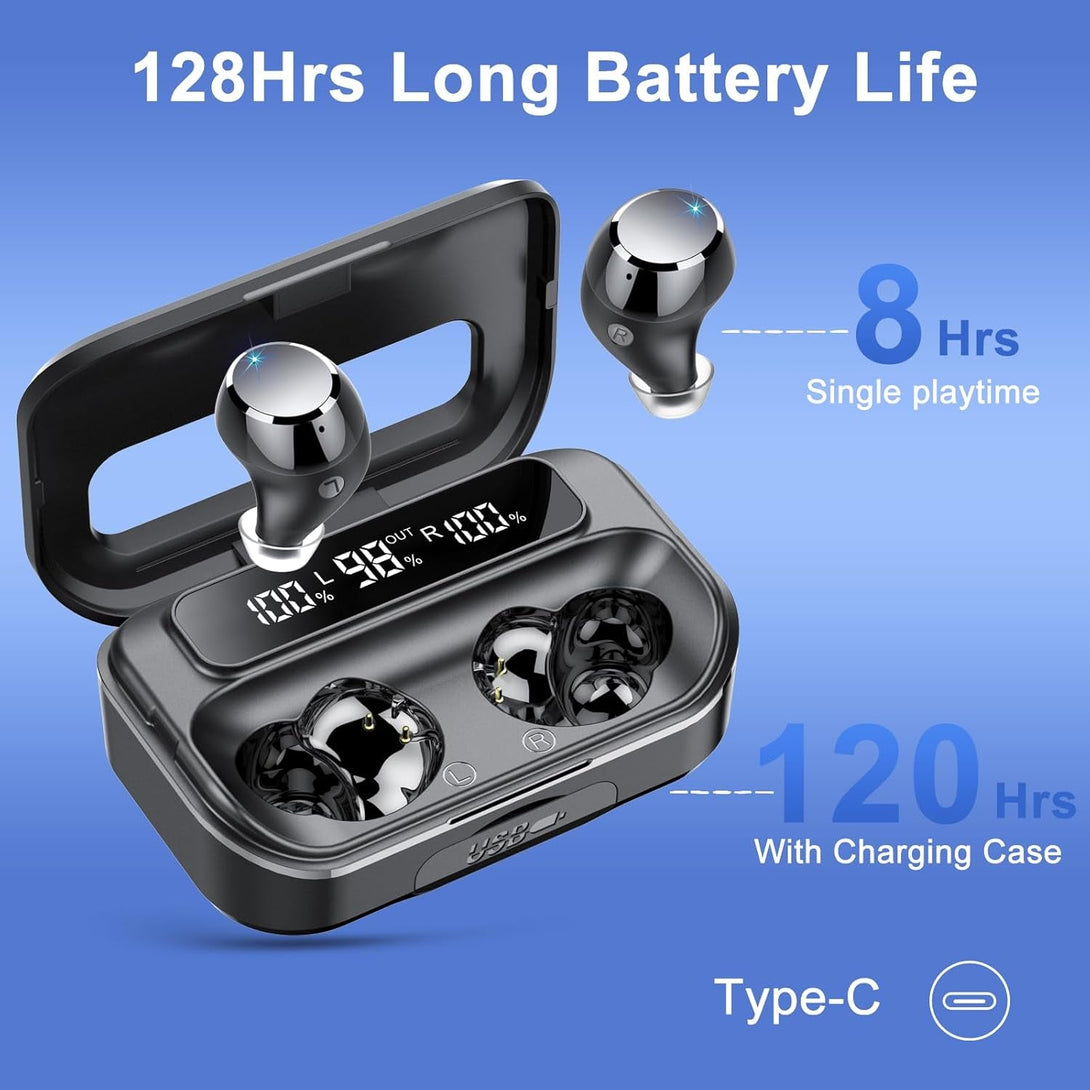 Ear Buds Wireless Bluetooth Earbuds Bluetooth 5.3 Headphones with 4 ENC Noise Cancelling Mic Powerful Bass In-Ear Earbuds with LED Display 128H IP7 Waterproof 2024 New Earphones for Ios/Android