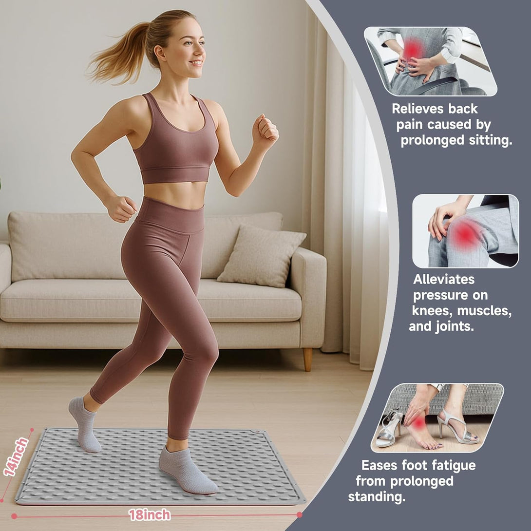 Portable Feet Acupressure Mat, Silicone Reflexology Pad, Moderate Hardness Pressure Point Mat for Foot Pain Relief, Anti-Fatigue Mat, Connectable for Running & Fitness Activities