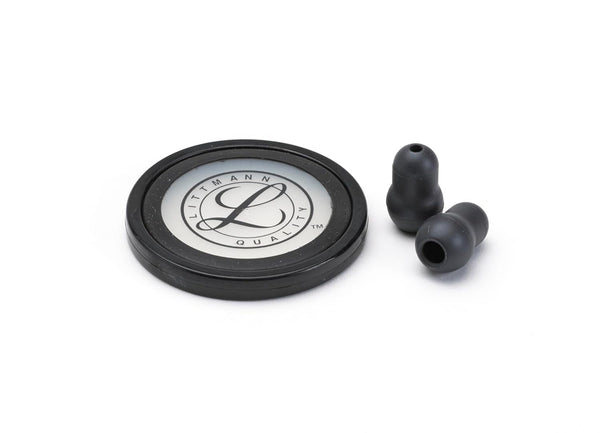 3M Littmann Stethoscope Spare Parts Kit – Black, Compatible with Master Cardiology, Includes Snap Tight Soft-Sealing Small Eartips, Tunable Diaphragm & Rim, 40011
