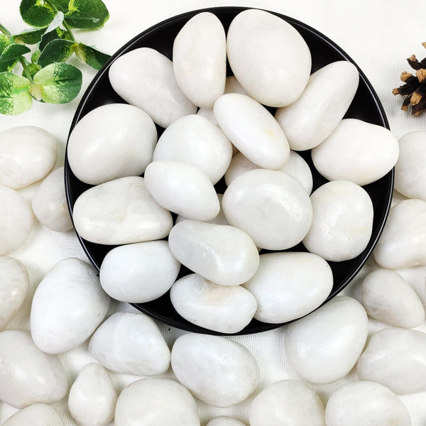 5Lbs White River Rocks, 1-2 Inch Natural Pebbles for Indoor Plants, High Polished Decorative Stones Vase Filler Fish Tank Aquariums Landscaping Garden Outdoor and Indoor DIY