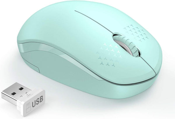 Seenda Wireless Mouse, 2.4G Noiseless Mouse with USB Receiver - Portable Computer Mice for PC, Tablet, Laptop with Windows System - Mint Green