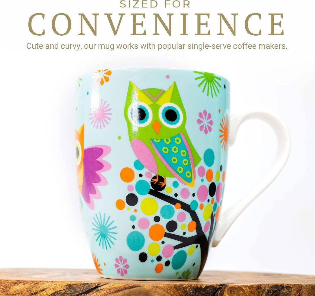 Divinity Boutique Owl Mug - Inspirational Ceramic Coffee Mug with Scripture for Women, Mom, Friends, Owl Lovers That Is Colorful and Dishwasher Safe
