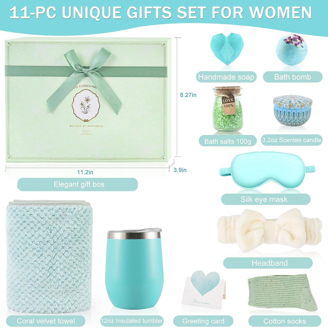 Birthday Gifts for Women, Mother'S Day Gift Basket, Ocean Relaxing Spa Gifts Basket Care Package / Luxury Coral Towel, Unique Self Care Gifts Get Well Soon Gifts Idea for Mom Her Friends Sister Wife