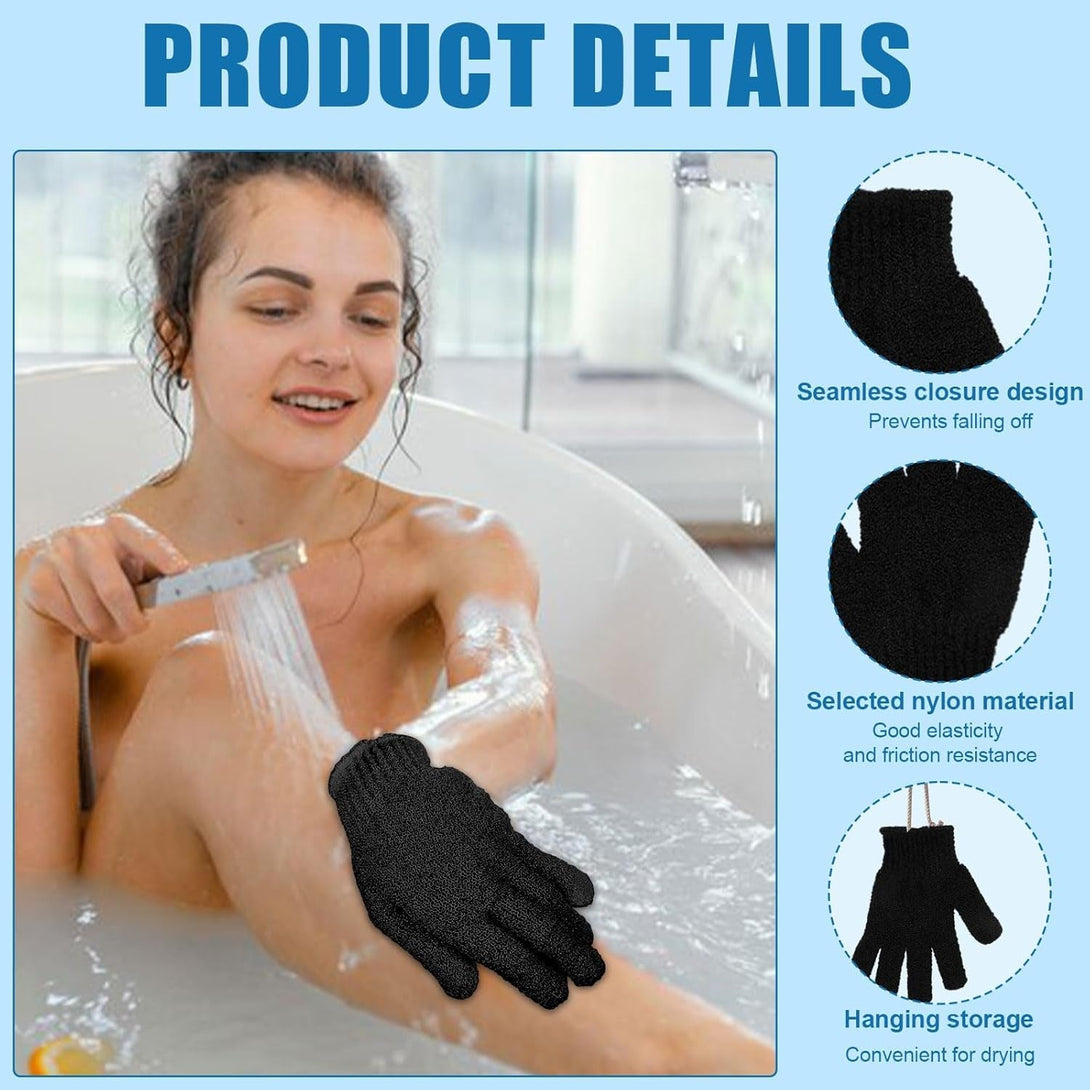 60Pcs Exfoliating Gloves Bulk, Exfoliating Body Scrubber Glove Exfoliator for Body Scrub Mitt, Bath Gloves for Shower Exfoliating Shower Gloves for Women Bathing Accessories Father'S Day Gifts(Black)