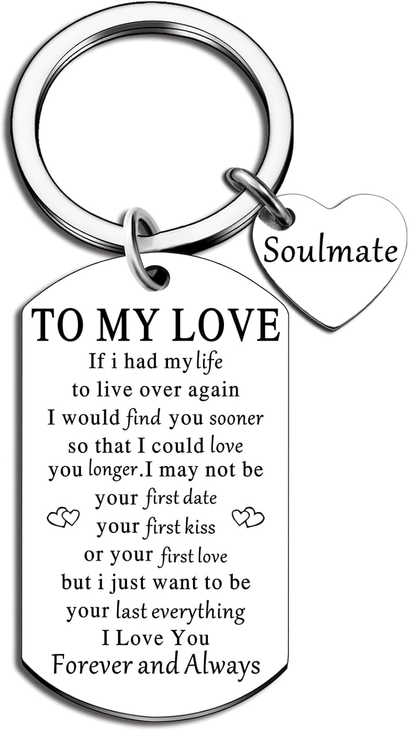 Soulmate Gifts for Him Her Boyfriend Husband Girlfriend Wife Soulmate to My Love Keychain Romantic Anniversary I Love You Gifts Birthday Anniversary Christmas Romantic Gift for Him Her