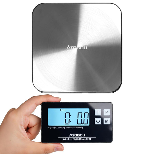33Lb Wireless Kitchen Scale with Remote Display, 1G/0.1Oz Precise Graduation, Food-Grade 304 Stainless Steel, Magnetic, Digital Food Scale for Cooking, Postage, Shipping, Etc. Black