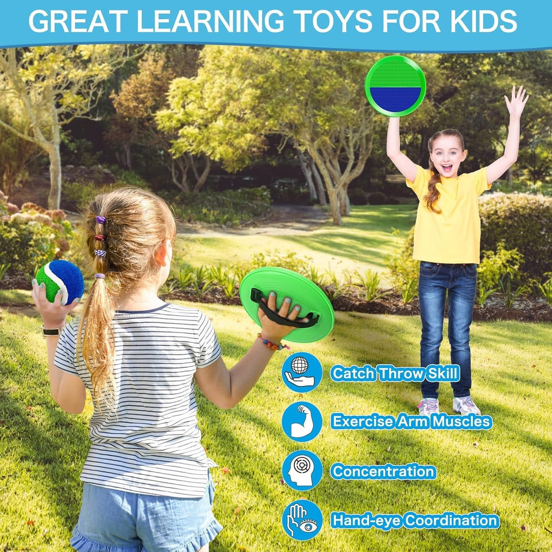 Ball Catch Game, Kids Toss Game for Ages 3 4 5 6 7 8-12 Year Old Boy Girl, Catching Balls Set with 2 Ball Paddles for Outdoor Yard Game, Pool or Beach Toys for Birthday Gifts Easter Basket Stuffers