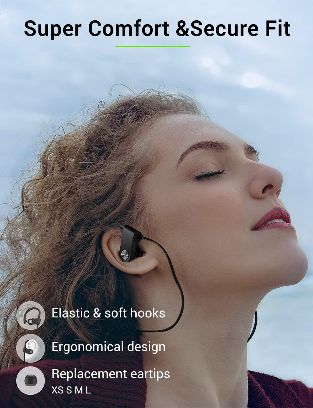 Stiive Bluetooth Headphones, 5.3 Wireless Sports Earbuds IPX7 Waterproof with Mic, Stereo Sweatproof In-Ear Earphones, Noise Cancelling Headsets for Gym Running Workout, 16 Hours Playtime - Blackgrey