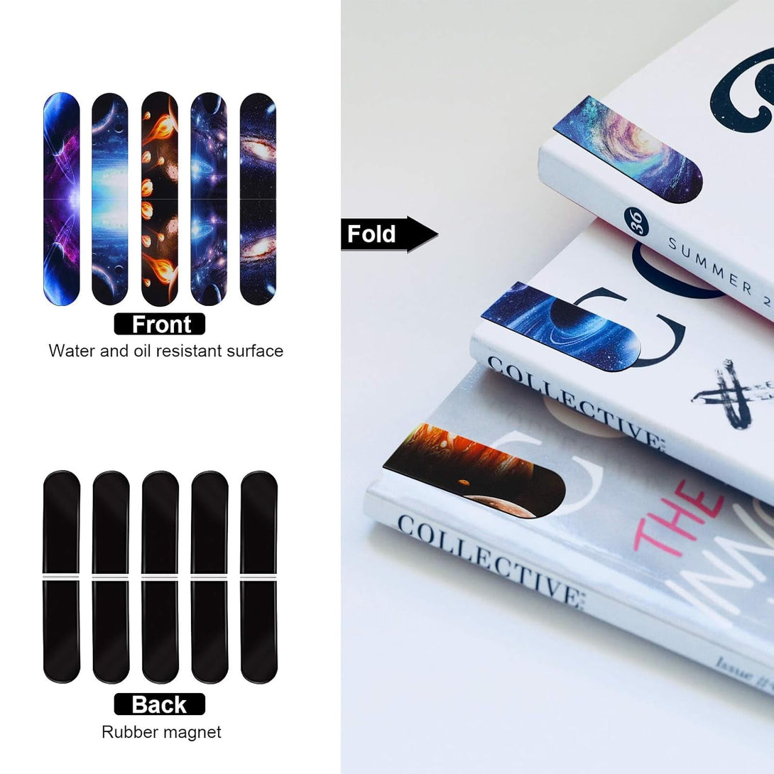 30 Pieces Universe Galaxy Magnetic Bookmark,Mwoot Starry Sky Magnet Page Book Markers Set,Assorted Magnetic Page Clips Bookmarks for Students Reading(2X6Cm,30 Styles)