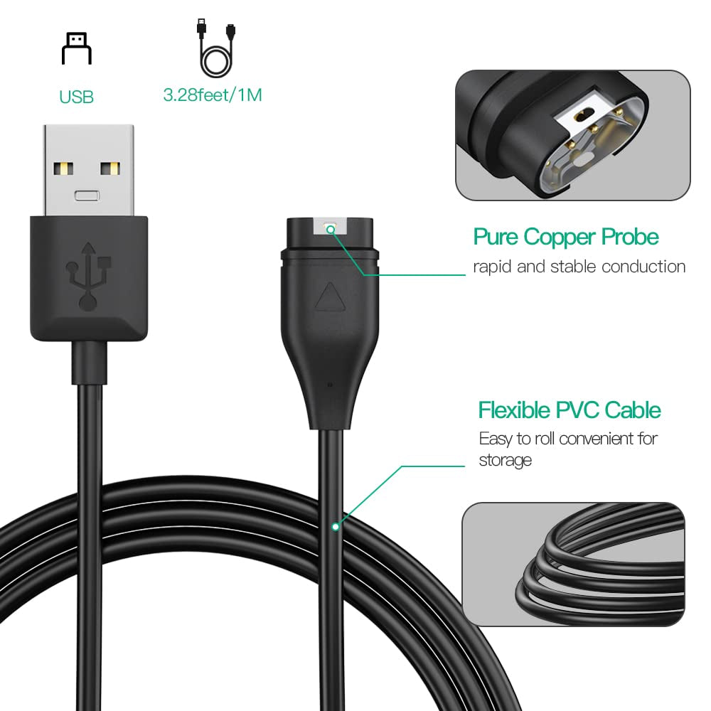 AWINNER Compatible for Garmin Watch Charger Cable (2 Pack)