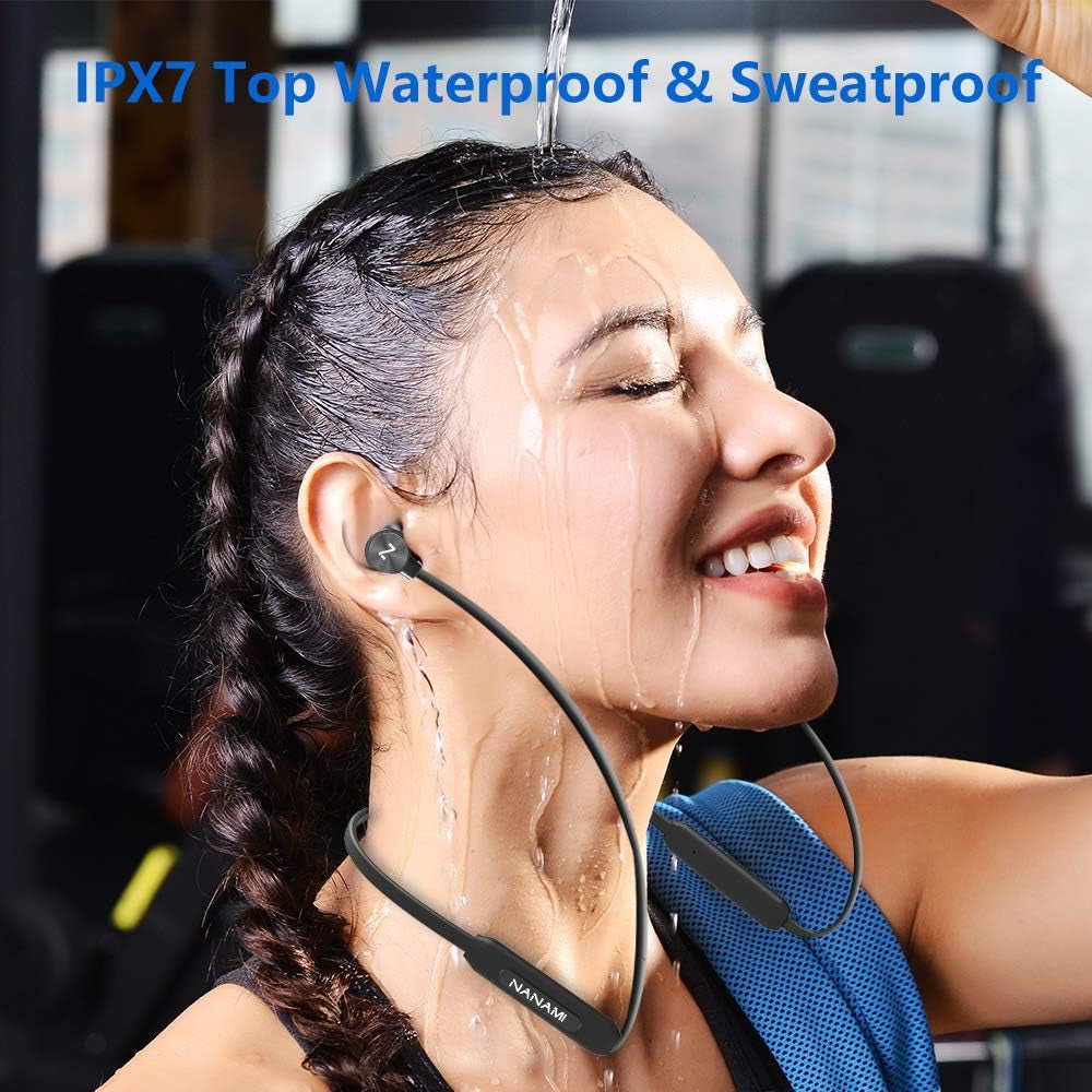 NANAMI Bluetooth Headphones Wireless Earbuds - Sports Magnetic Neckband Wireless Headsets, Hifi Stereo Deep Bass Updated Bluetooth 5.3 Earphones IPX7 Waterproof with Mic for Gym Running 24H Playtime