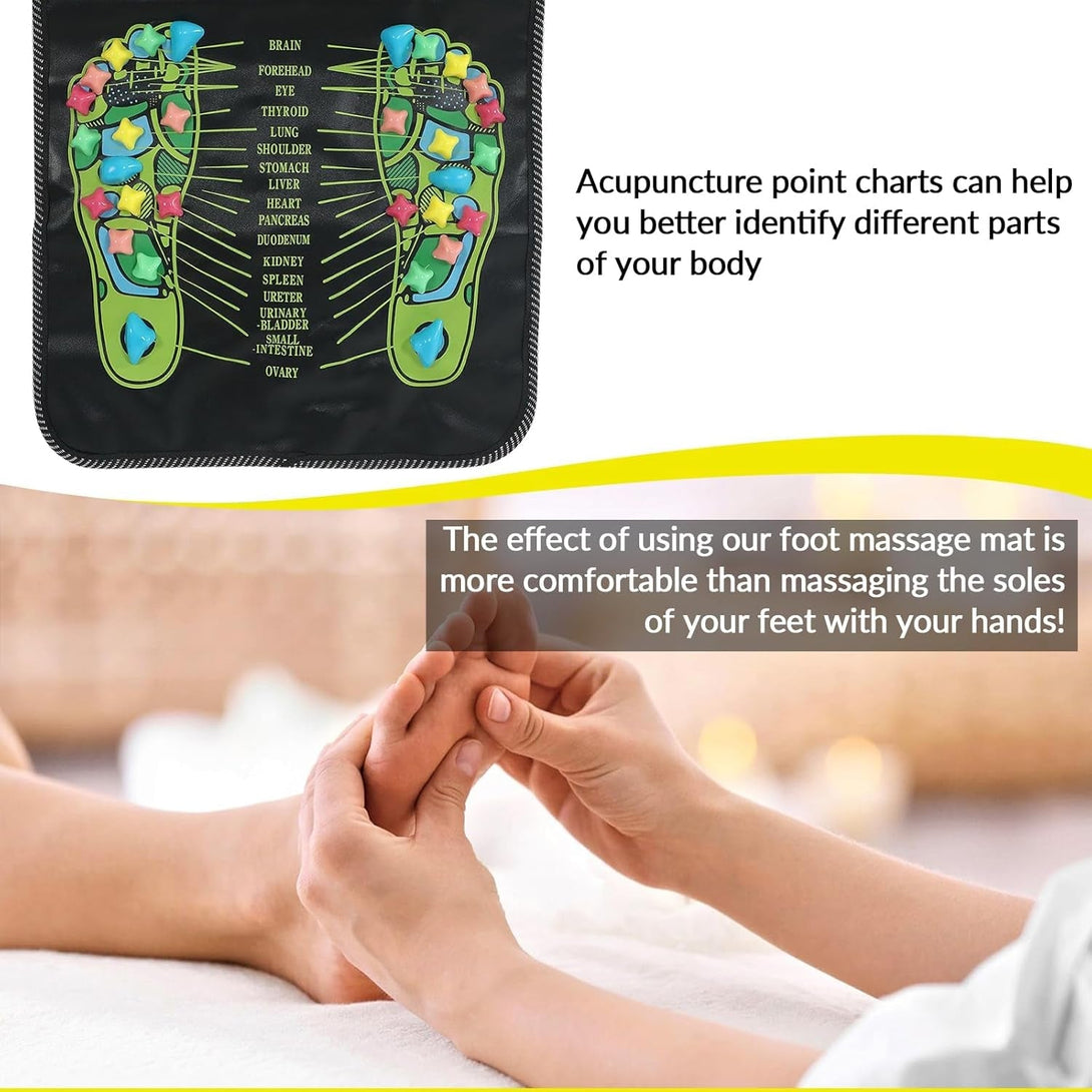 Foot Massage Mat Reflexology Walk Stone Road Foot Massage Acupoint Mat for Acupressure Relaxes Relieves Body Foot Leg Pain and Fatigue