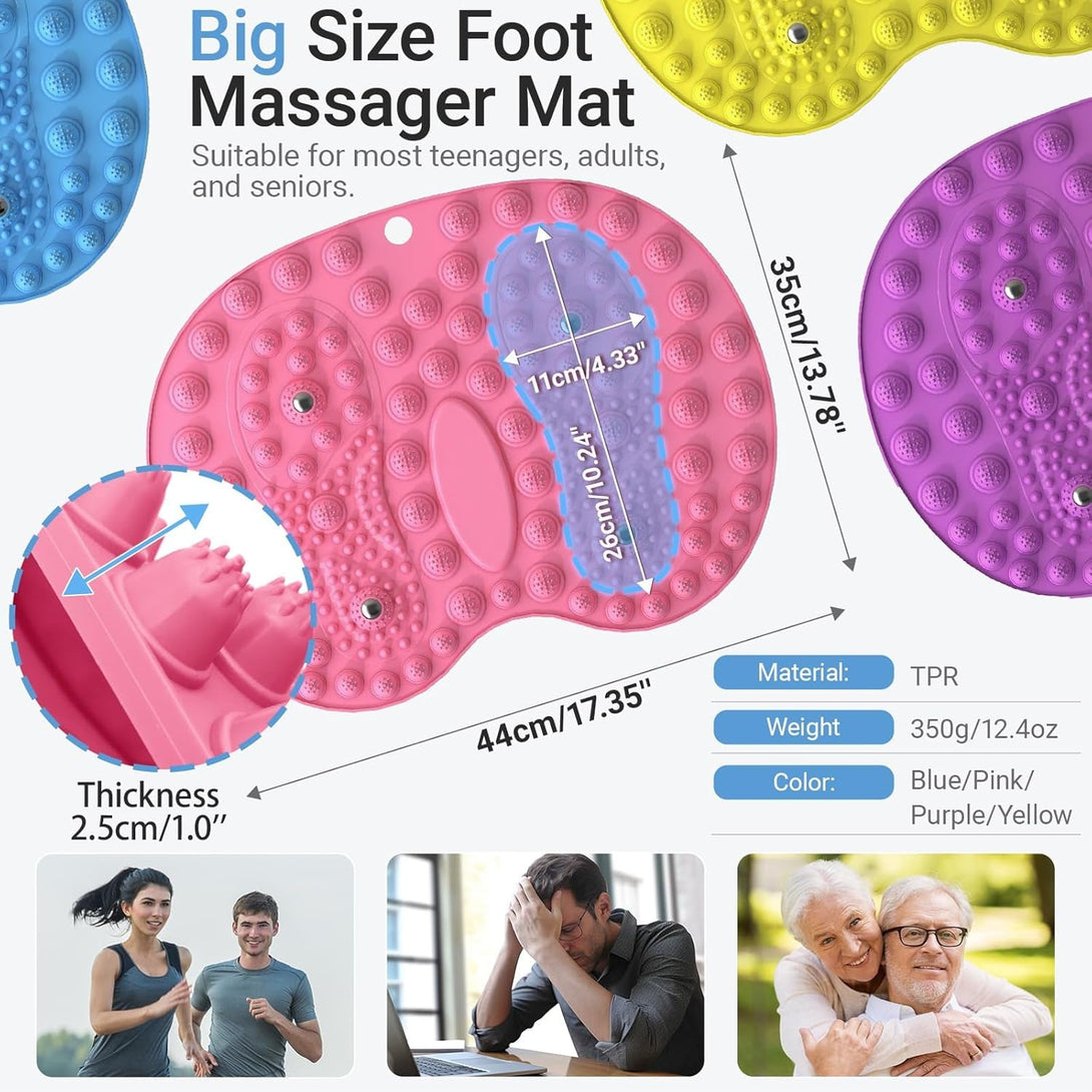 Foot Massager Mat 2PCS, Foot Reflexology Mat with Magnetic Therapy, Standing Desk Mat Acupressure Mat for Feet Relaxation, Pressure Point Mat for Pain, Fatigue and Stress Relief (Blue+Purple)