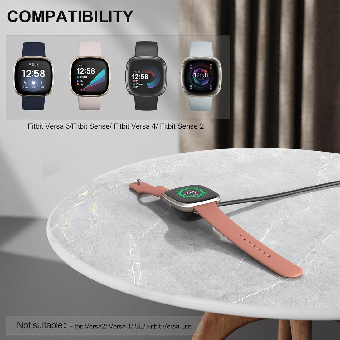 Compatible with Fitbit Sense/Versa 3 2 Pack Replacement USB Charging Cable Dock Stand for Sense/Versa 3 Accessories