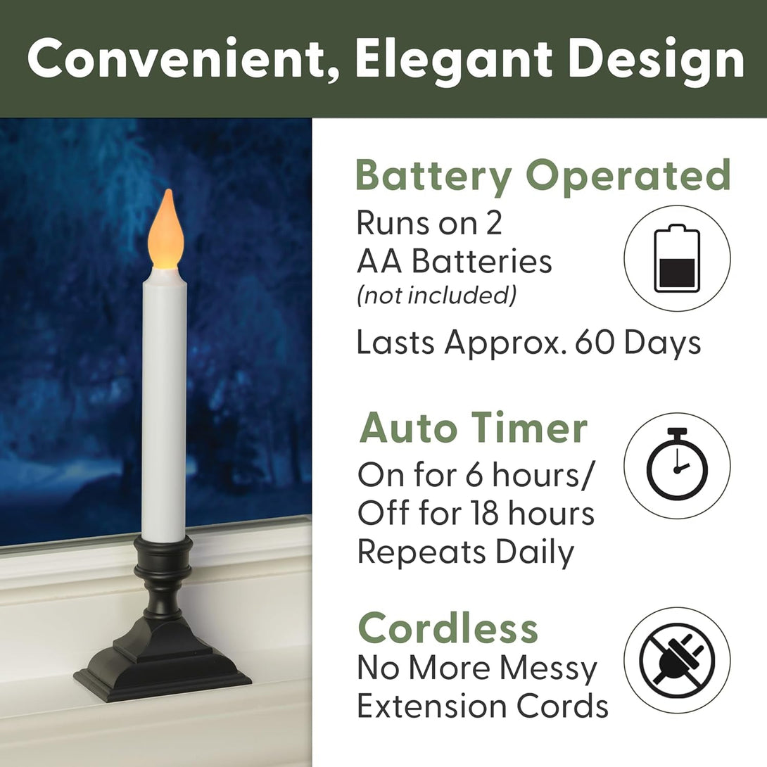 612 Vermont Battery Operated LED Window Candles with Flickering Amber Flame, Automatic Timer, 9.75 Inches Tall, VT-1206A (Pack of 4, Antique Bronze)