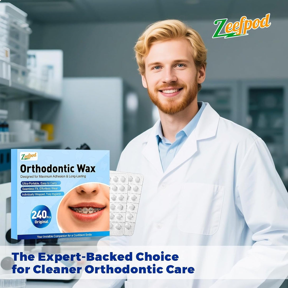240 Pieces Pre-Cut Orthodontic Wax for Braces, Individually Wrapped Dental Wax for Braces Relief, Easy to Use, Unscented，Safe & Gentle, Hygienic Orthodontic Dots for Orthodontic Care