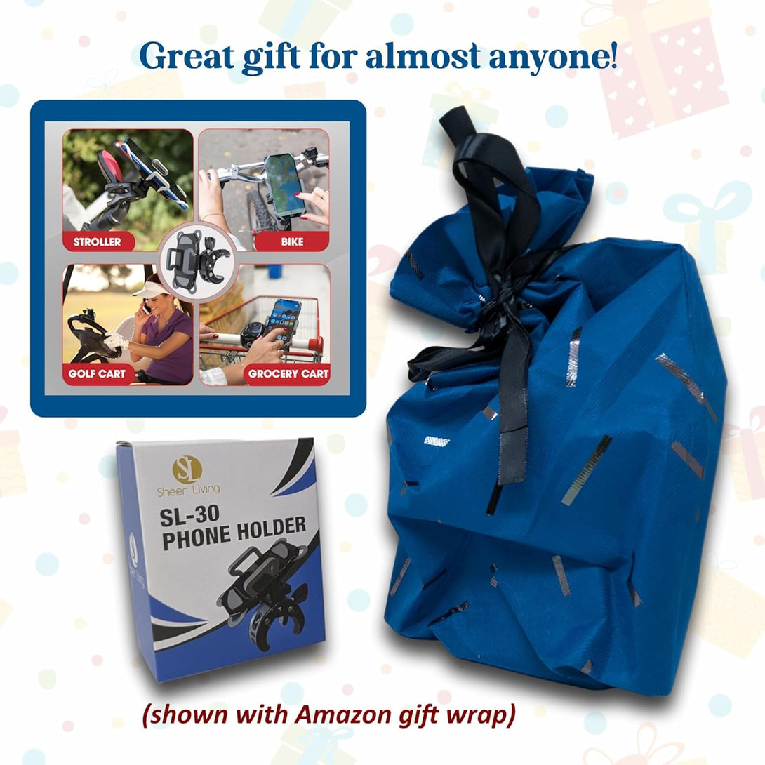 Baby Stroller Phone Holder, Shopping Cart, Golf Cart, Push Cart, Bike Phone Mount, for Motorcycle, Scooter, ATV, Boat, Spin Bike, Treadmill, Handlebar- Universal- Iphone, Cell Phone Clamp (Grey)