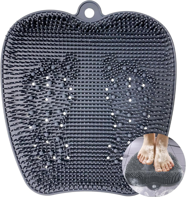 Extra Thicker & Larger Foot Scrubber Mat for Shower, Silicone Back Body Exfoliator Massager Cleaner Washer with Non Slip Suction Cup, Exfoliating Scrub Brush Pad for Women Men Elderly
