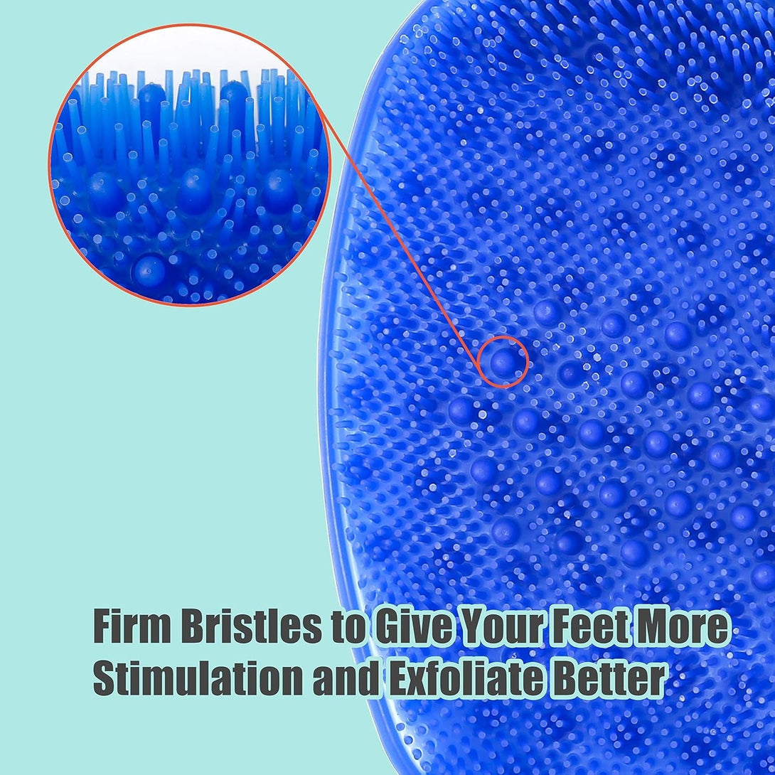 Shower Foot Cleaner Scrubber Massager, Foot Pain Tired Feet Relaxing Acupressure Mat for Shower Floor with Non-Slip Suction Cups, Increase Circulation, Exfoliation (Navy Blue, 10.3 X 9.5 Inches)