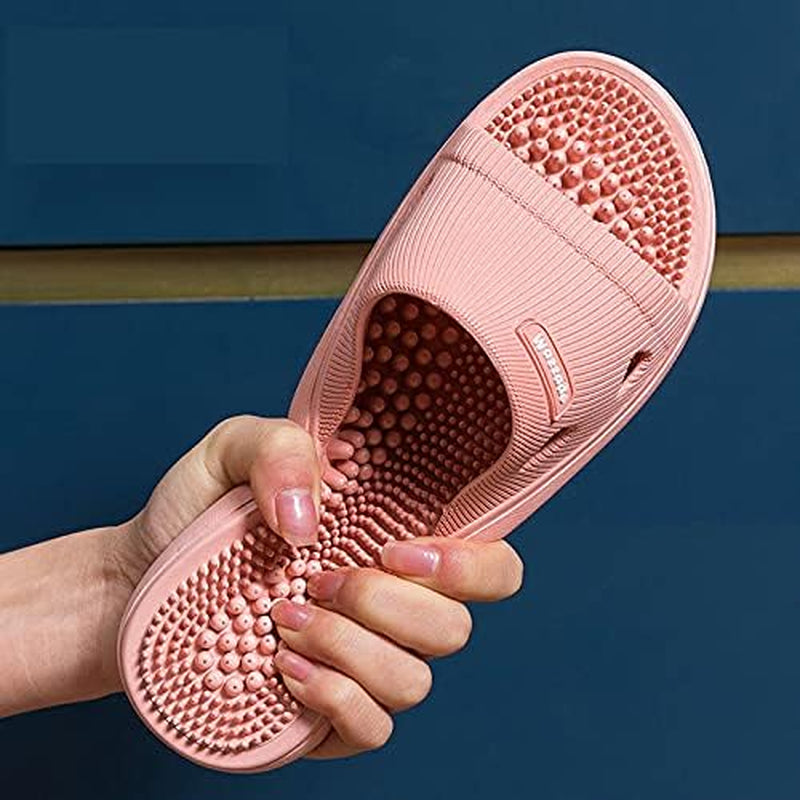 Acupressure Massage Slippers for Plantar Fasciitis for Women Acupuncture Slippers Arthritis Neuropathy Pain Relief Non-Slip Massage Sandals Women Stress Relief Gifts for Bath (Pink, Us Women 7.5-8)