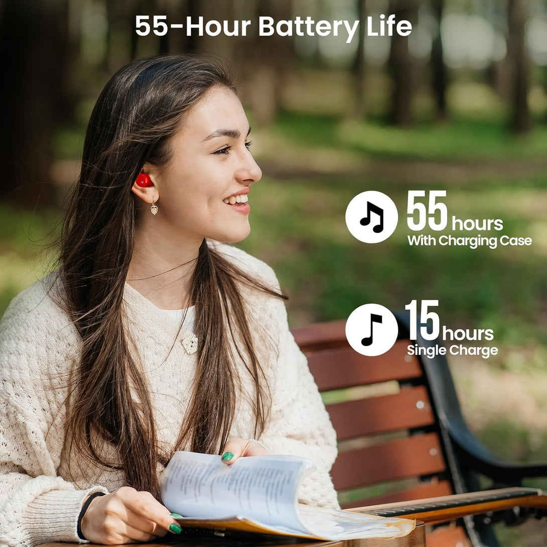 TOZO T12 (Compact Ergonomic Edition) Wireless Earbuds Bluetooth 5.3 Headphones, Call ENC Noise Cancelling Mic, 55Hrs Playtime App Customize EQ IPX8 Waterproof LED Digital Display Premium Sound Headset