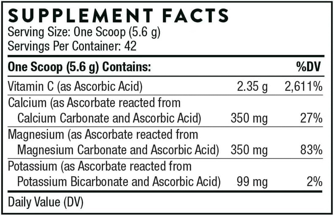 THORNE Buffered C Powder - Vitamin C (Ascorbic Acid) with Calcium, Magnesium, and Potassium - 8.32 Oz