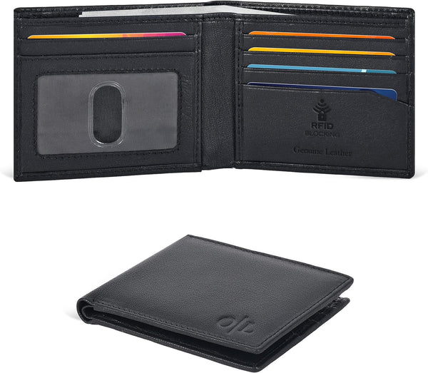 Slim Leather Wallet for Men - RFID Wallets Credit Card Holder Ultra Thin Gift for Mens, Front Pocket Minimalist Design