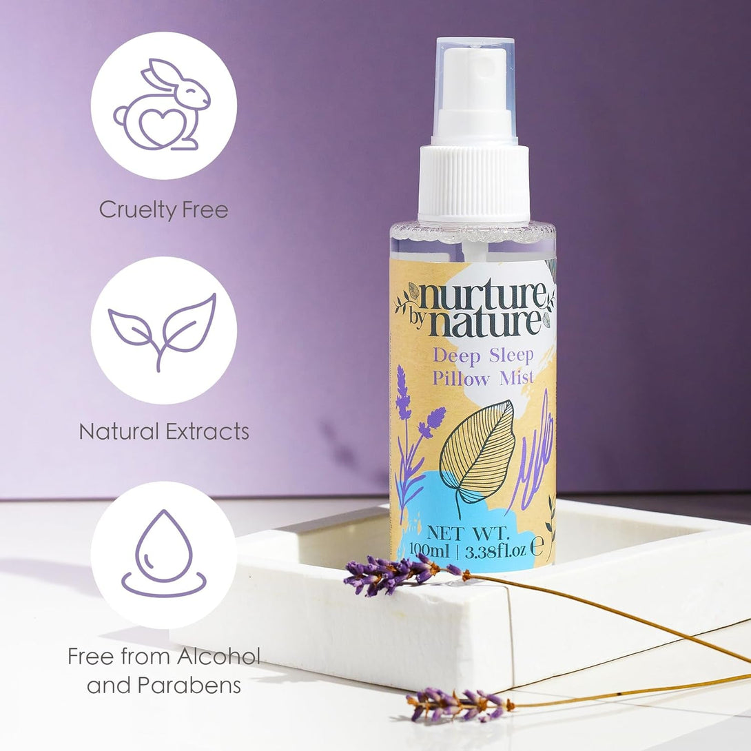 Nurture by Nature RELAX & CALM Spa Kit - Mothers Day Gifts - Spa Gift Baskets for Women, Complete Bath Sets for Women Gift - Lavender Pillow Mist, Bath Salts, Bath Bomb - Self Care Gift Basket