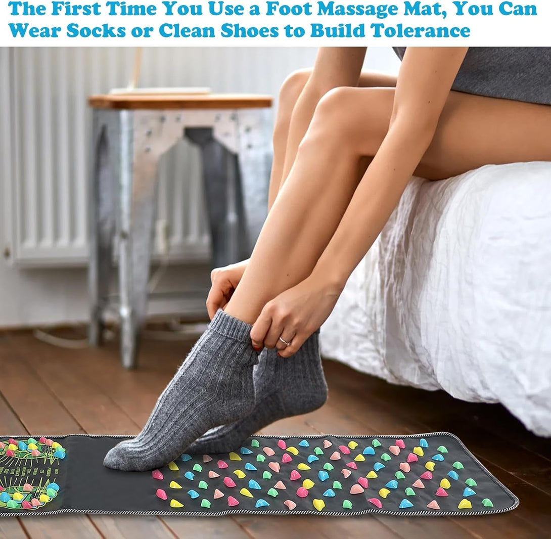 AQQHSAIN Foot Massage Mat Foot Acupressure Mat Acupressure Foot Pad for Relax Body Reflexology Walk Stone Foot Massage Mat for Long Sitting Elderly Students and Office Workers