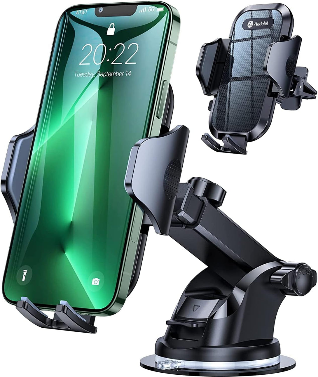 Andobil Car Phone Holder Mount (Strong Suction&Bumpy Road Stable) Phone Holders for Your Car, Cell Phone Car Mount for Windshield Dash Vent Truck Cradle Stand for Iphone 16 15 Pro Max 14 13 12 Samsung