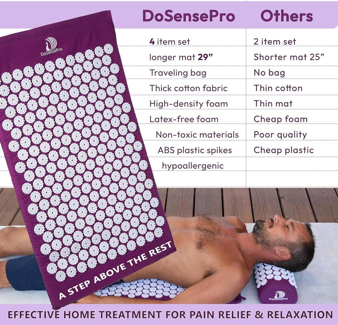 Acupressure Mat & Pillow Set - Acupressure Therapy for Back and Neck Pain Relief, Sciatica, and Pressure Point Aches Ideal Acupuncture Mat for Sleeping Aid & Recovery