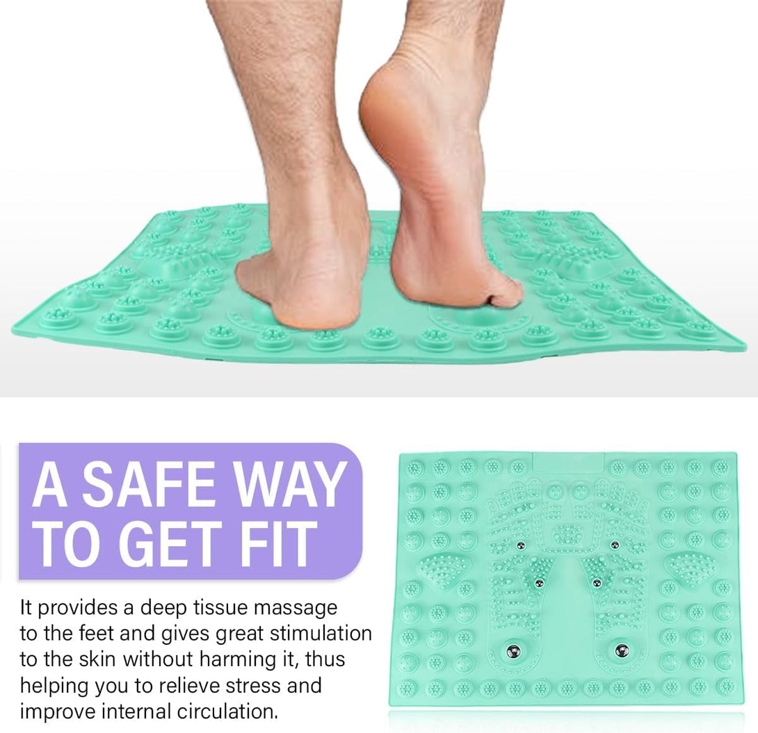 Feet Massage Pad Massager Tool Foot Acupressure Mat Pressure Relief Pad Foot Acupressure Cushion Shiatsu Reflexology Massager (Green)