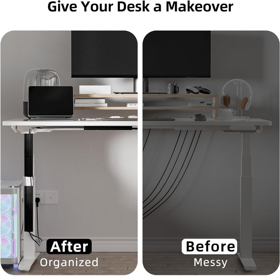 YECAYE 6X15.7In Cable Management, Cord Organizer,Easy Install Self-Adhesive Cable Organizer,Cord Management, Desk Wire Holder for Office Organization,Child and Pet Proofing, Black