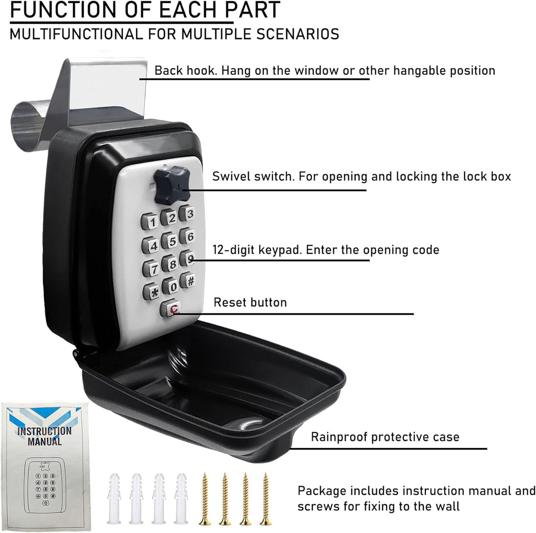 2025 Upgrade SL-591 Car Window Lock Box, Car Key Lock Box, Gray, Metal, Electronic Combination Lock, Fit for Turo, Getaround