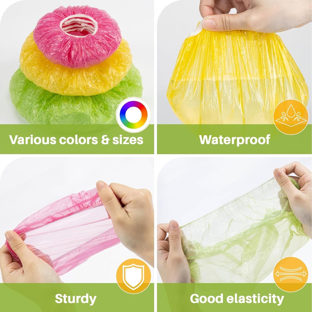 60Pcs Bowl Covers Reusable - Plastic Bowl Cover Elastic Fresh Keeping Bags Wrap Reusable Plastic Stretch Elastic Food Storage Covers Sourdough Baking Bread Proofing Rising（3 Sizes）