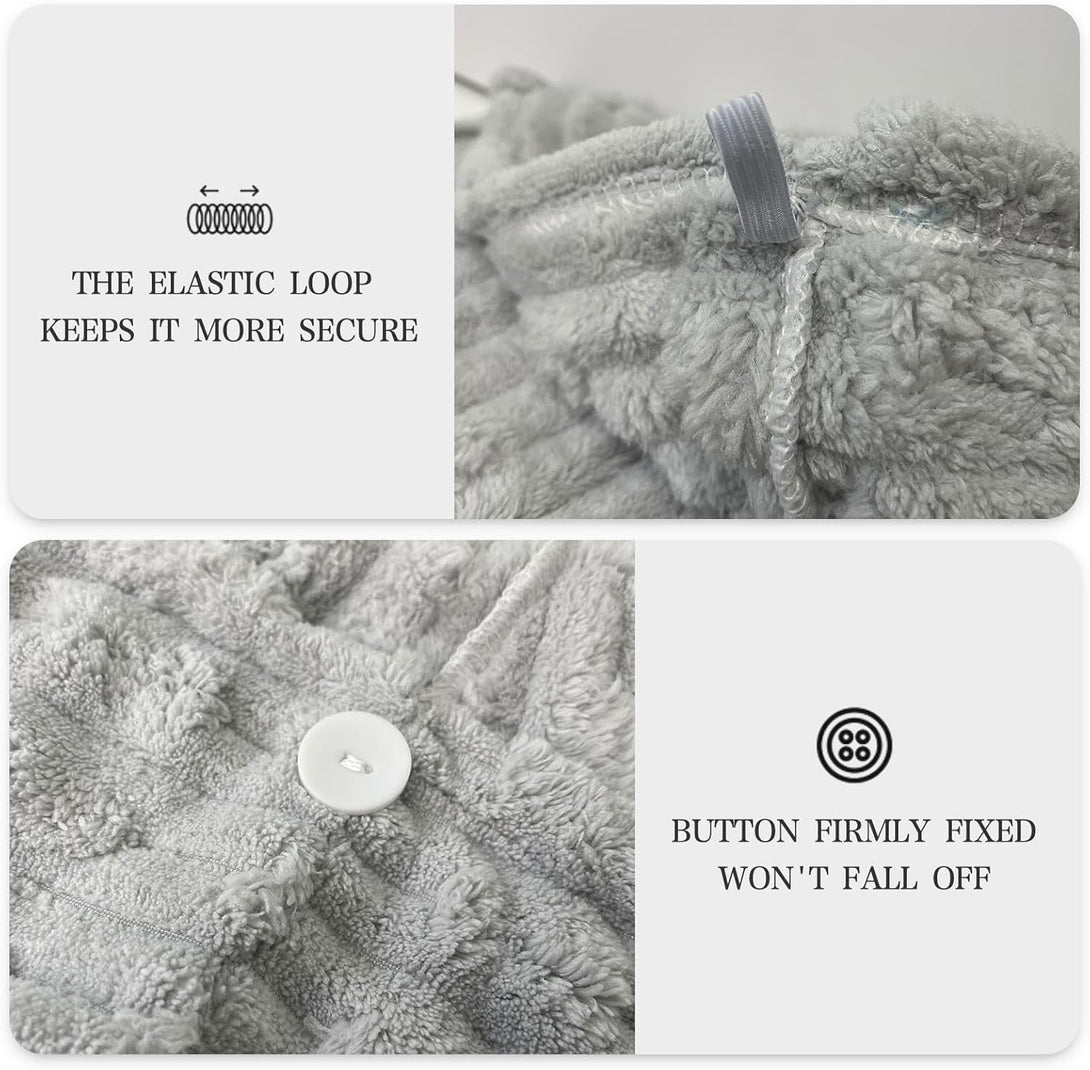 Adjustable Microfiber Bath Towel, Super Absorbent Bath Towel and Hair Towel Wrap for Gym, Spa, Sauna,Grey