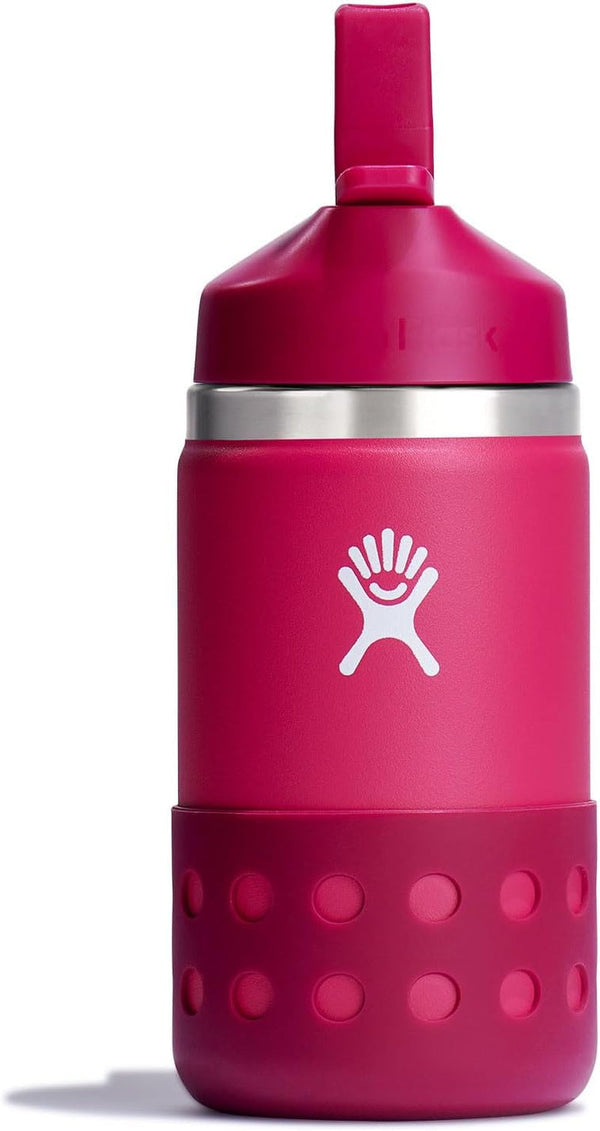 HYDRO FLASK Kids Water Bottle Jr. Stainless Steel Insulated with Straw Cap for Water, Milk, Juice, School, Camp, Sport, Play and Lunch, Easy to Clean, Leak-Resistant