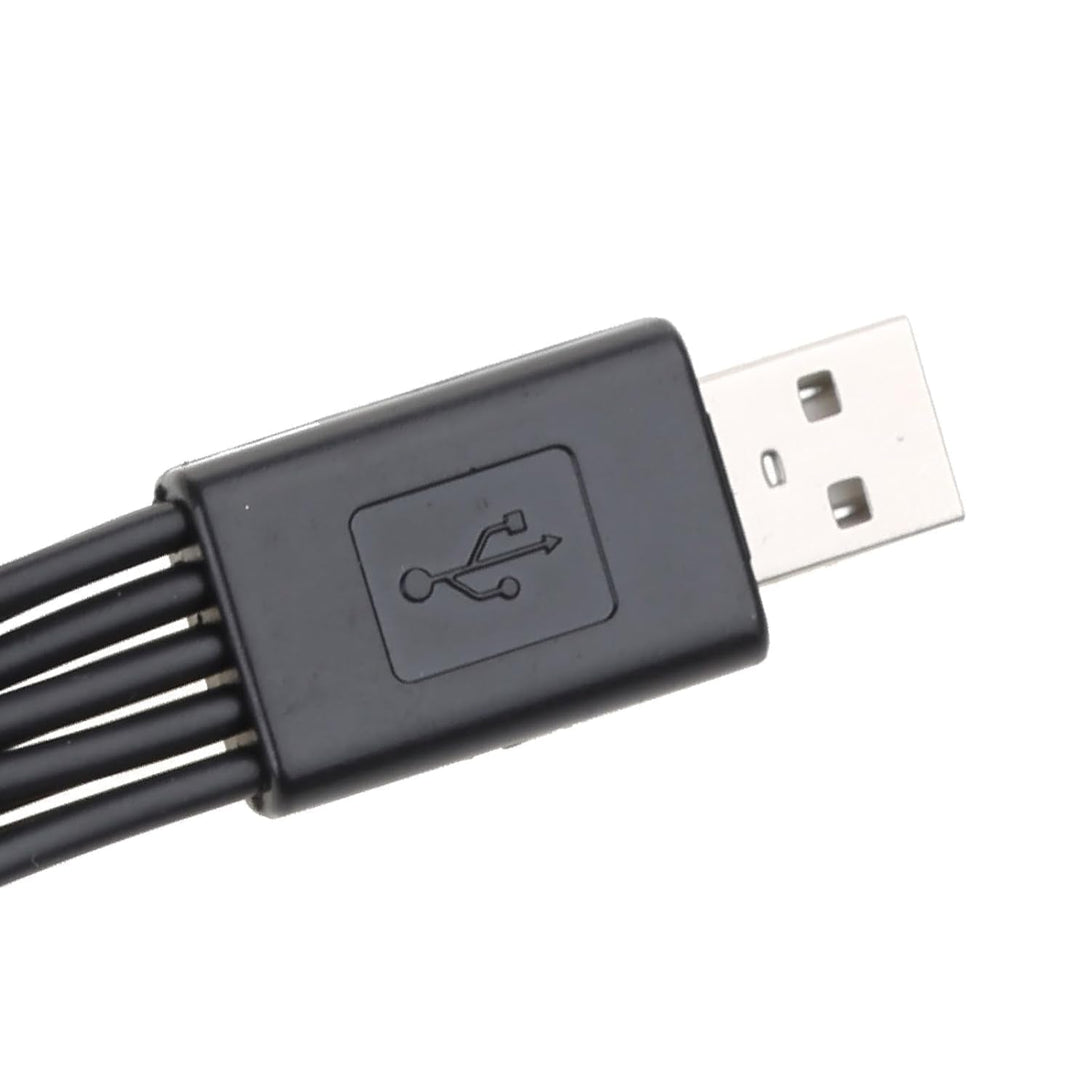 1Pc Black 10 in 1 USB Multi Charger USB Cables for Mobile Phones USB Charging Cord 20Cm/7.87In USB to Multi Plug Cell Phone Charger Cable 10 in 1 USB Cable for Smartphone Charger Cable 7.87In