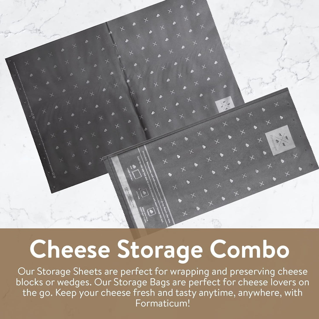 Formaticum Reusable Cheese Storage Bags | Size 5" X 11" | Professional-Grade Cheese Strorage Bag | Store Cheese, Sandwiches, and Charcuterie | Kitchen Organization | Manufactured in Germany | 10 Bags