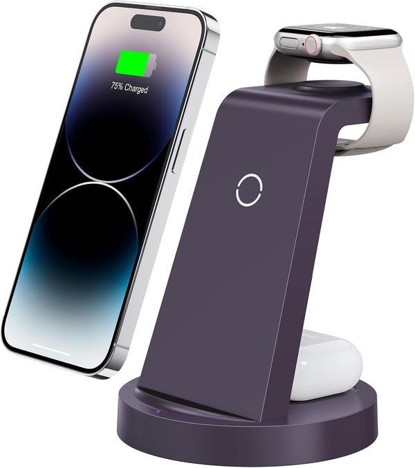 3 in 1 Charging Station for Iphone - Wireless Charger for Apple Products Multiple Devices - Charging Dock Stand for Airpods (For Iphone 16E 16 15 14 13 Pro 12 11 X Max)