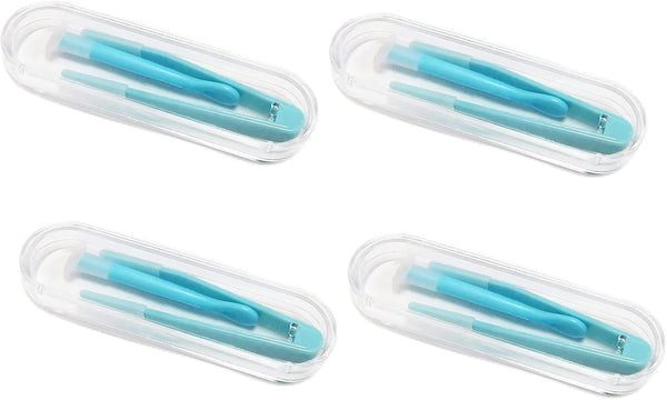 4Pcs Blue Contact Applicator,Contact Lens Remover Tool,Inserter/Remover+Tweezer with Soft Tip,For Contact Lens Cases Health and Household Contact Lens Care