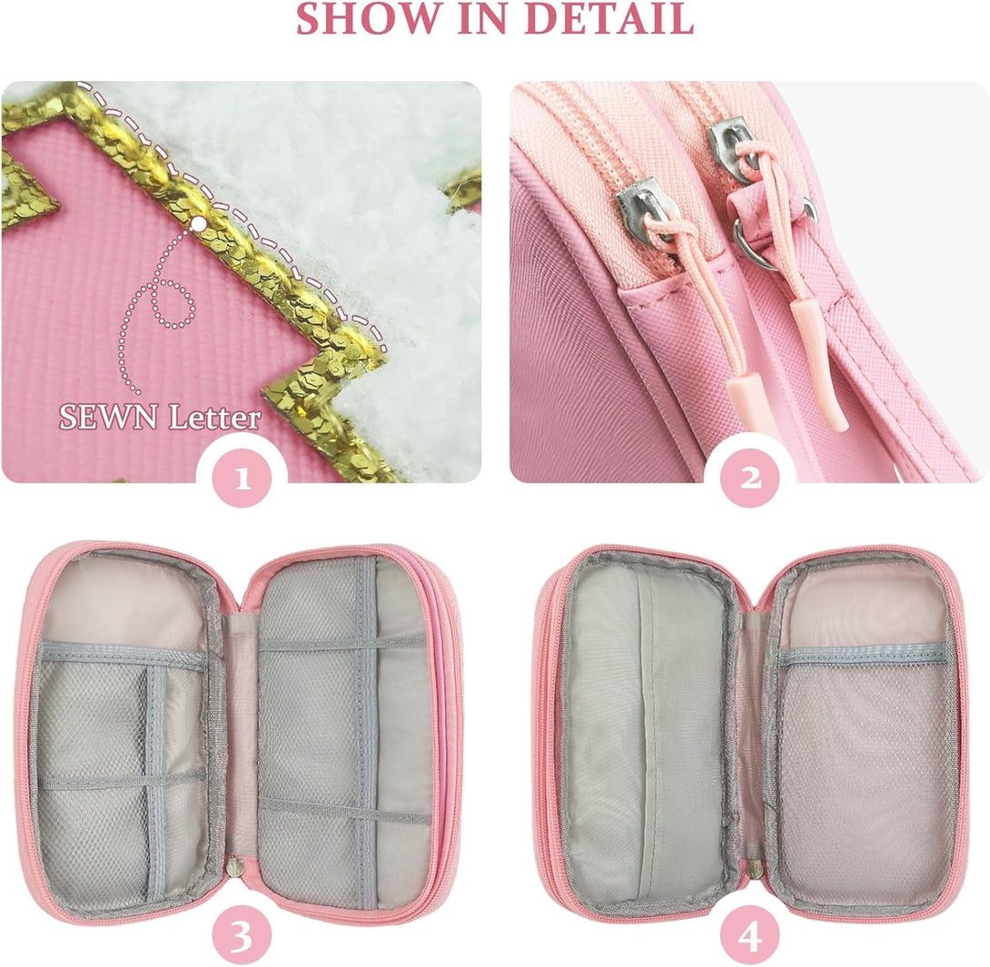 COSHAYSOO Electronic Travel Case Cable Cord Charger Organizer Pouch Bag Airplane Essentials Unique Birthday Christmas Gifts for Women College Teen Girls Traveler Accessories (Light Pink)