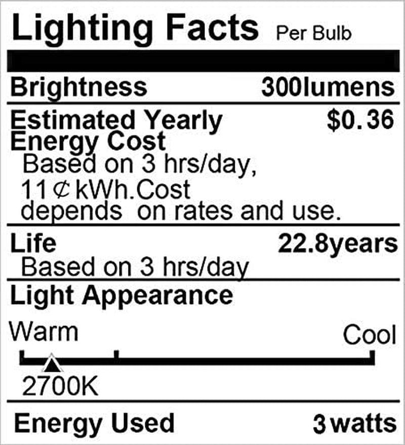 25 Watt Light Bulbs Equivalent, A15 E26 3W LED Bulb Soft White 2700K Low Watt Light Bulbs for Home Bedroom, Table Lamp Bulb (6 Pack)