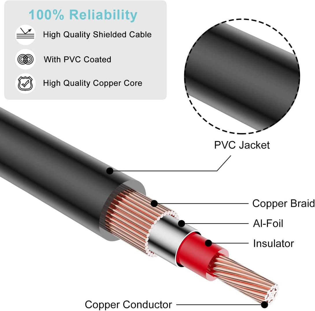 2RCA Cable,6Ft Gold Plated 90 Degree Right Angle 2-Male to 2-Male RCA Audio Cable (6FT)