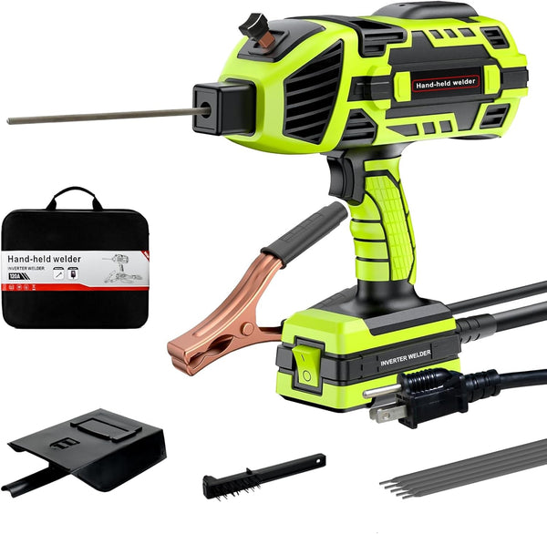 110V 120Amp Welding Machine Handheld Portable ARC Welder Gun Hand Held Welder Machine with Digital Display IGBT Inverter 6 Variable Current Adjustment for 1/16''-1/8'' Welding Rods, Green