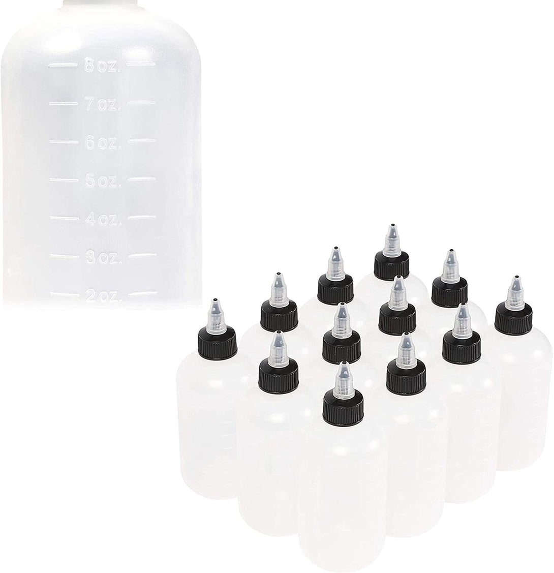 Juvale Boston round Squeeze Bottles with Twist Caps (8 Oz, White, 12 Pack)