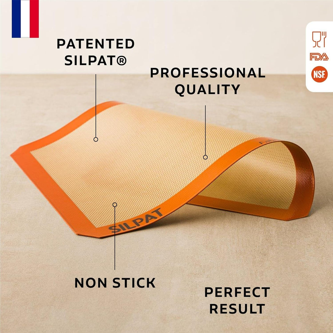 Silpat Premium Non-Stick Silicone Baking Mat, Half Sheet Size, 11-5/8 X 16-1/2, Orange