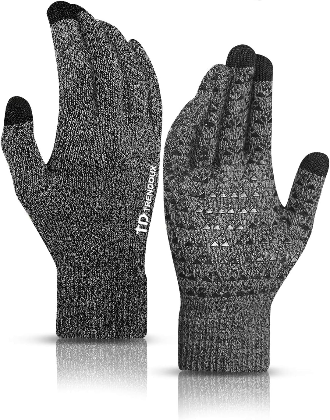 TRENDOUX Winter Gloves for Men Women - Upgraded Touch Screen Cold Weather Thermal Warm Knit Glove for Running Driving Hiking