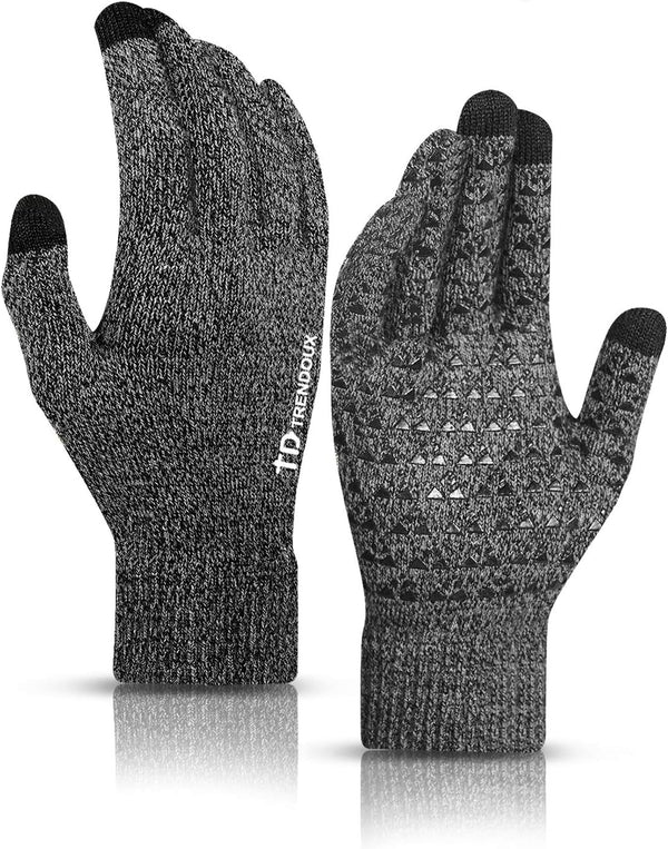 TRENDOUX Winter Gloves for Men Women - Upgraded Touch Screen Cold Weather Thermal Warm Knit Glove for Running Driving Hiking